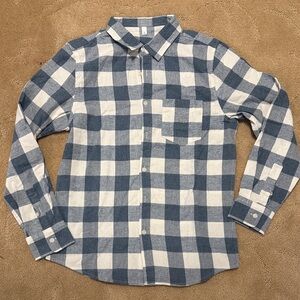 Blue and White Checkered Casual Button Down Shirt